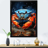 Scarlet Crab Drips - Crab Living Room Wall Art