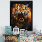 Brown Tiger Roaring Portrait - Tiger Canvas Wall Art