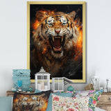 Brown Tiger Roaring Portrait - Tiger Canvas Wall Art