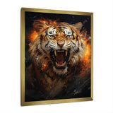 Brown Tiger Roaring Portrait - Tiger Canvas Wall Art