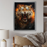 Brown Tiger Roaring Portrait - Tiger Canvas Wall Art