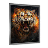 Brown Tiger Roaring Portrait - Tiger Canvas Wall Art
