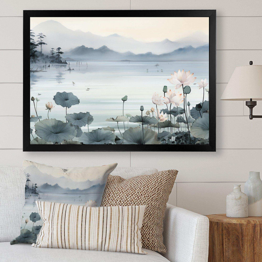 Asian Art Ink Lake I - People Canvas Wall Art