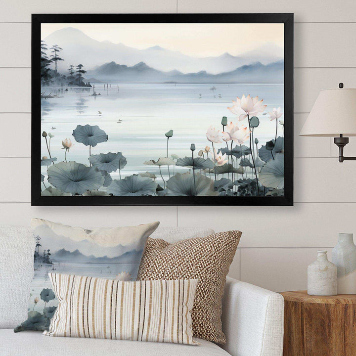 Asian Art Ink Lake I - People Canvas Wall Art