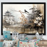 Asian Art Sumi Bird Serenity I - People Canvas Wall Art