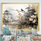 Asian Art Sumi Bird Serenity I - People Canvas Wall Art