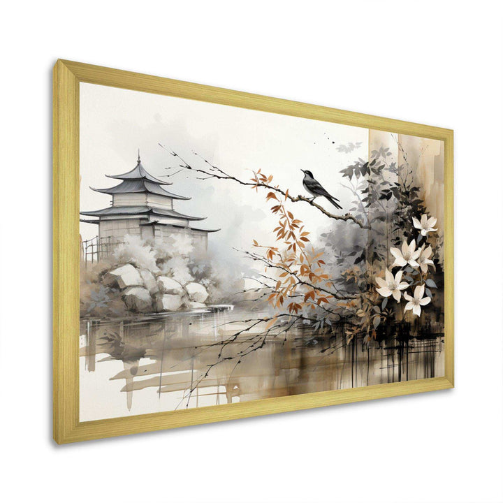 Asian Art Sumi Bird Serenity I - People Canvas Wall Art