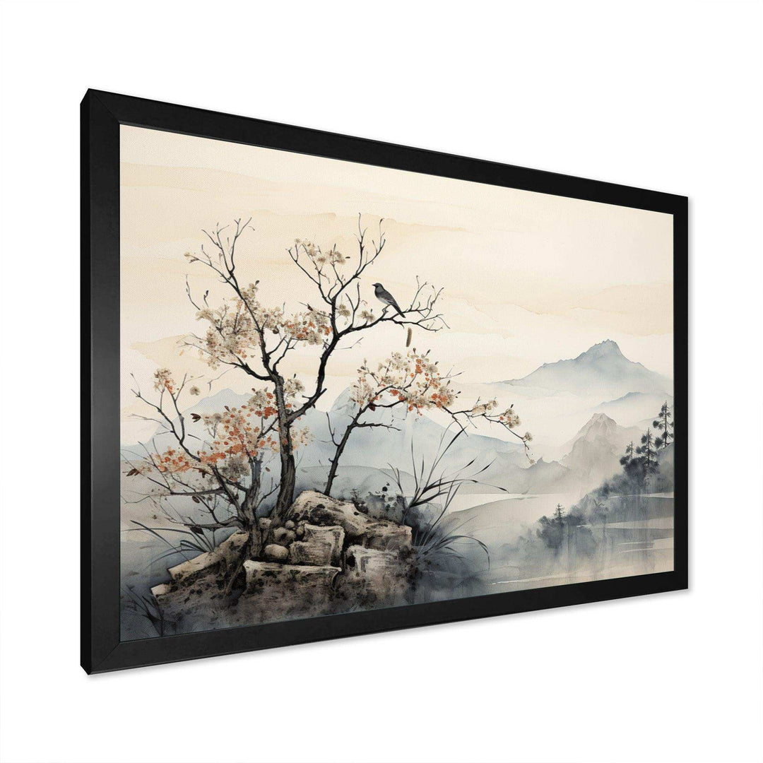 Asian Art Sumi Bird Serenity XVI - People Canvas Wall Art