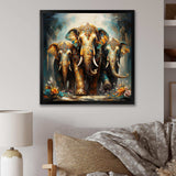 Asian Art Thai Elephants X - People Canvas Wall Art