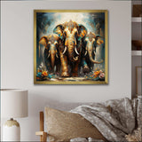 Asian Art Thai Elephants X - People Canvas Wall Art