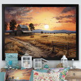 Barn Scenery At Dusk IV - Architecture Canvas Wall Art