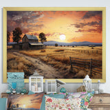 Barn Scenery At Dusk IV - Architecture Canvas Wall Art