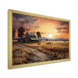 Barn Scenery At Dusk IV - Architecture Canvas Wall Art