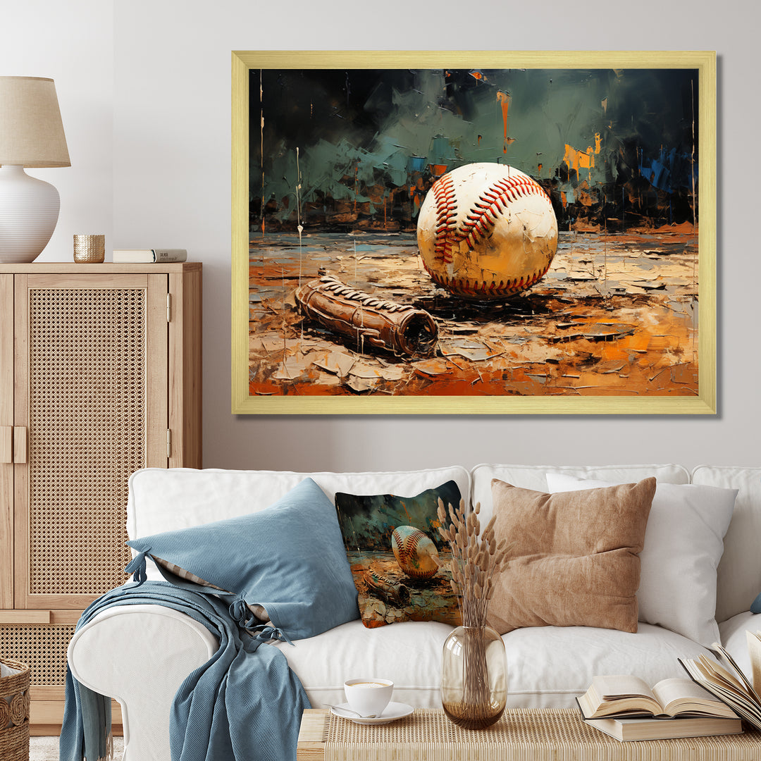 Baseball Collage Glove And Ball - Sport Baseball Canvas Wall Art