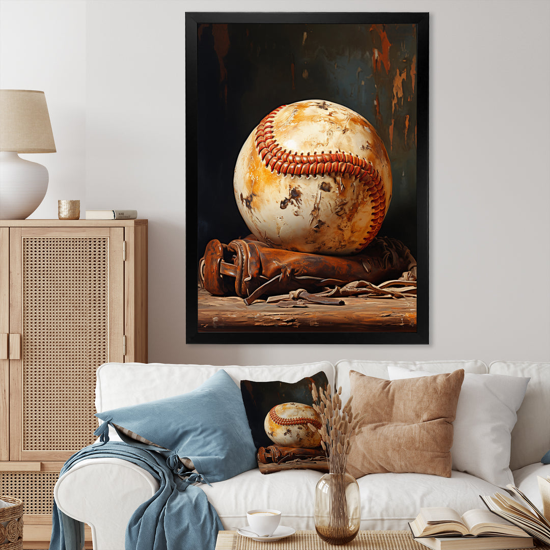 Baseball Minimalist Baseball Glove - Sport Baseball Canvas Wall Art