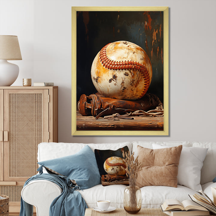 Baseball Minimalist Baseball Glove - Sport Baseball Canvas Wall Art