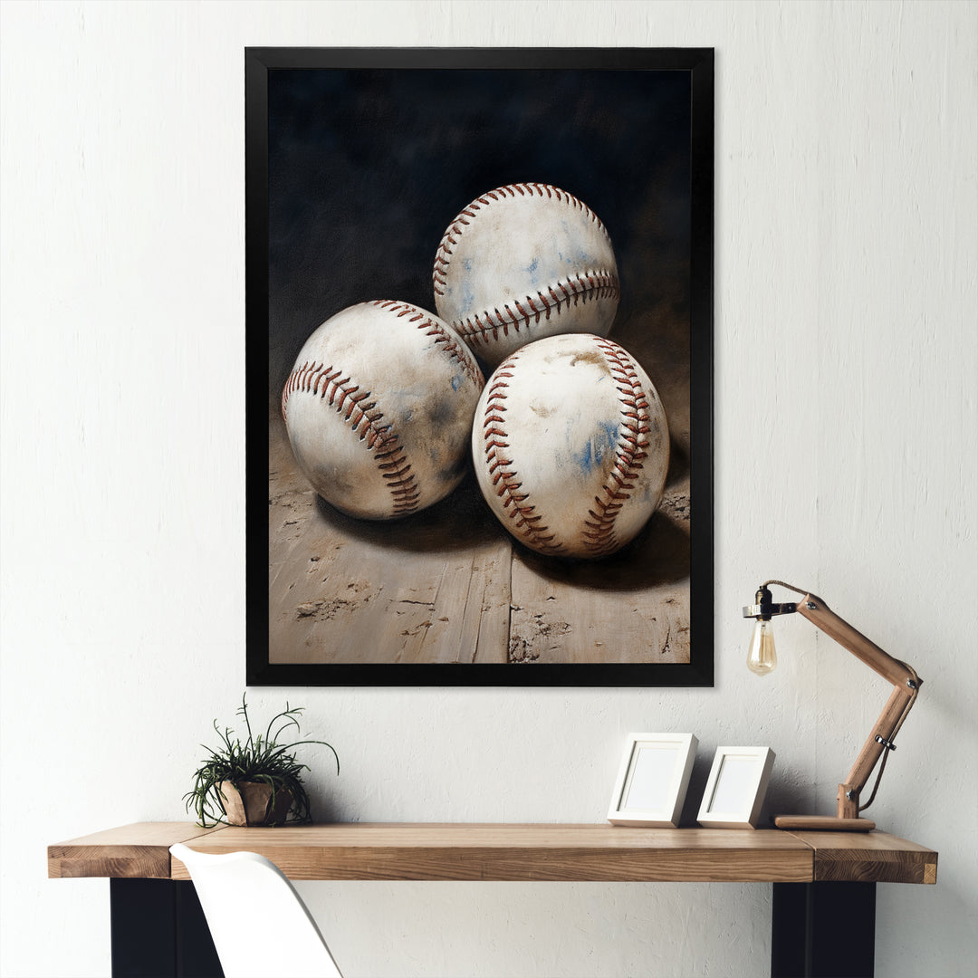 Baseball Subtle Double Play - Sport Baseball Canvas Wall Art