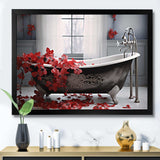 Red Floral Bath I - Humor Canvas Wall Art