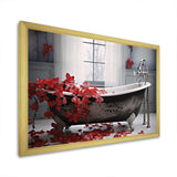 Red Floral Bath I - Humor Canvas Wall Art