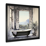 Bath Monochrome Of Tranquility I - Illustration Canvas Wall Art