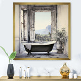 Bath Monochrome Of Tranquility I - Illustration Canvas Wall Art