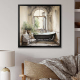 Bath Monochrome Of Tranquility II - Illustration Canvas Wall Art