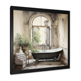 Bath Monochrome Of Tranquility II - Illustration Canvas Wall Art