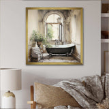 Bath Monochrome Of Tranquility II - Illustration Canvas Wall Art