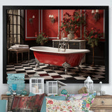 Red Modern Bathroom Charm IV - Humor Canvas Wall Art