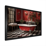 Red Modern Bathroom Charm IV - Humor Canvas Wall Art