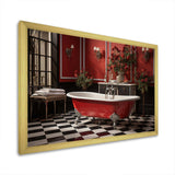 Red Modern Bathroom Charm IV - Humor Canvas Wall Art