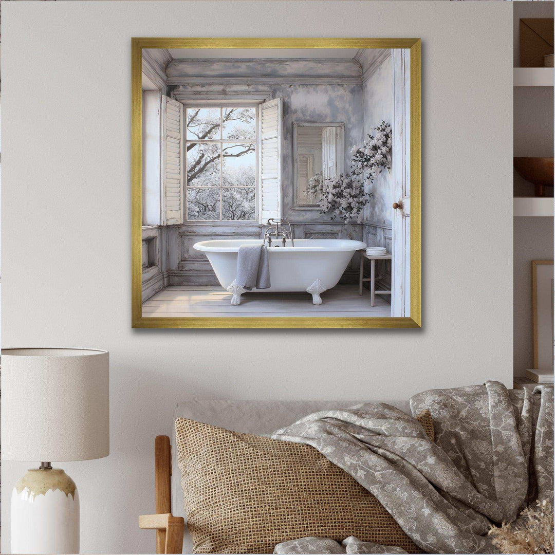 Farmhouse Bathroom Charm II - Humor Canvas Wall Art