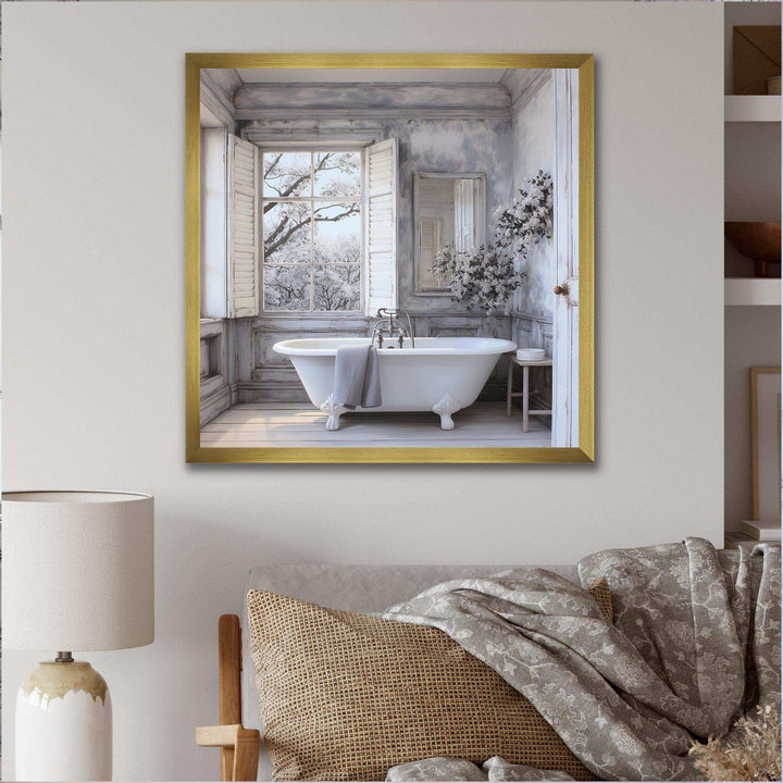 Farmhouse Bathroom Charm II - Humor Canvas Wall Art