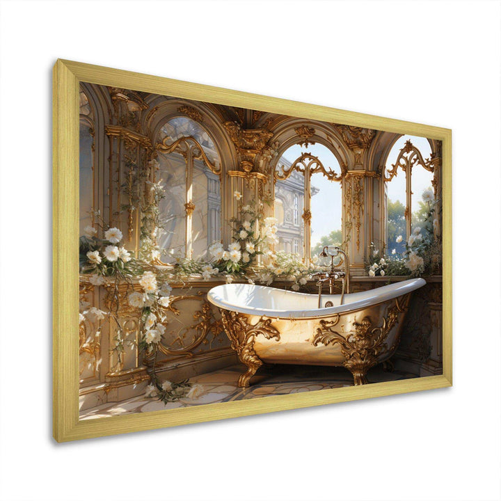 Bathroom Golden Luxe III - Humor Canvas Wall Art
