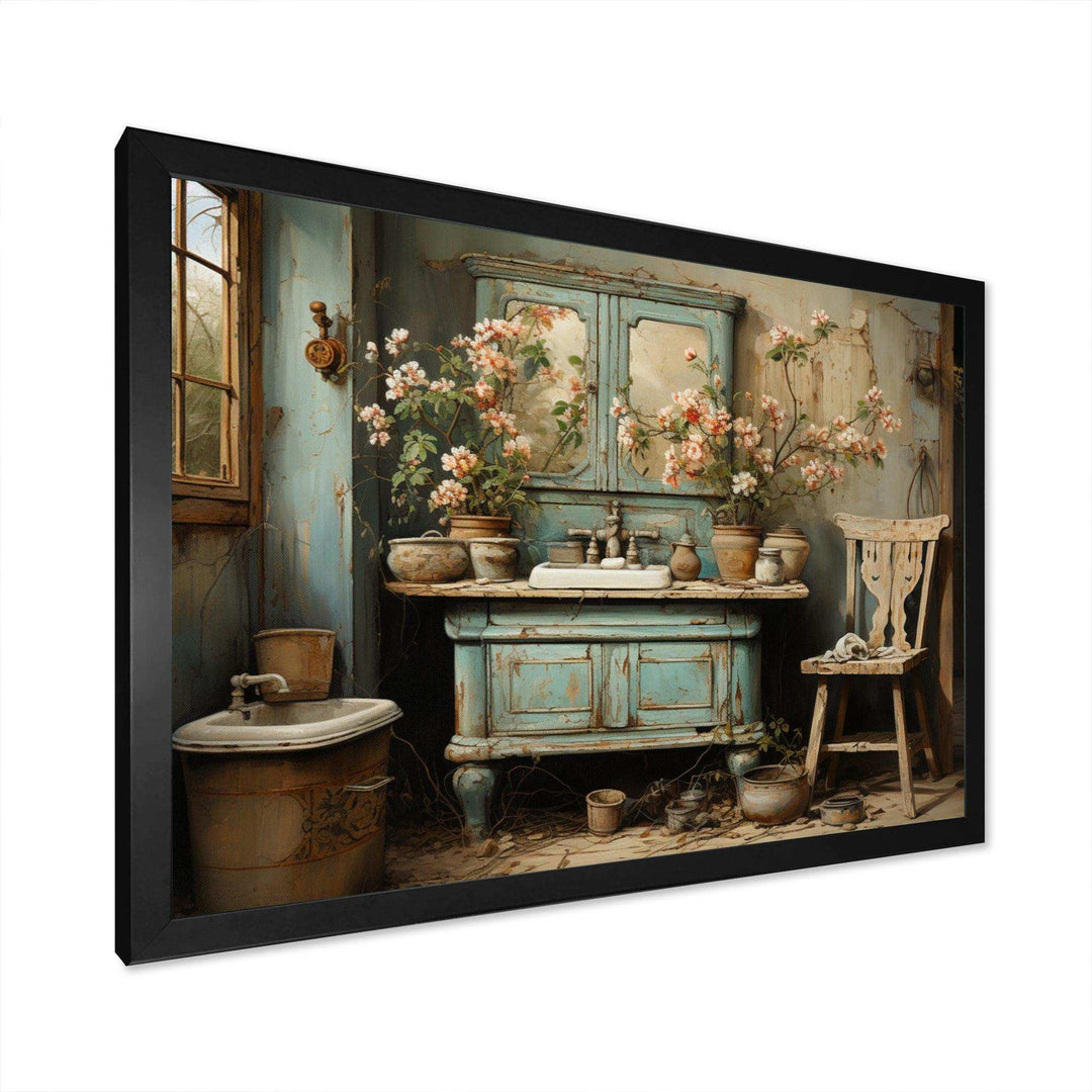 Bathroom Toilet Vintage Charm I - Humor Canvas Wall Art