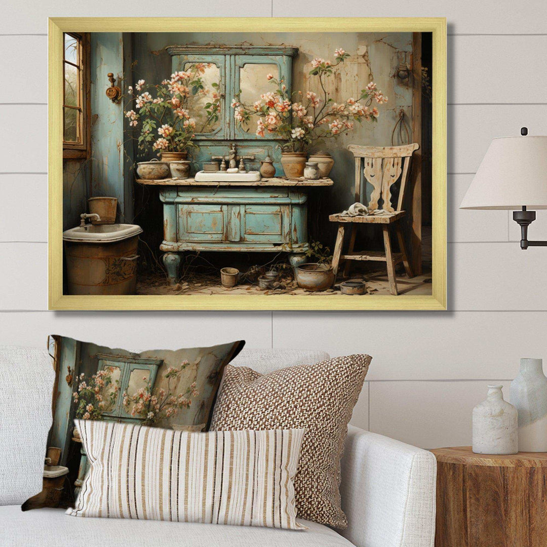 Bathroom Toilet Vintage Charm I - Humor Canvas Wall Art