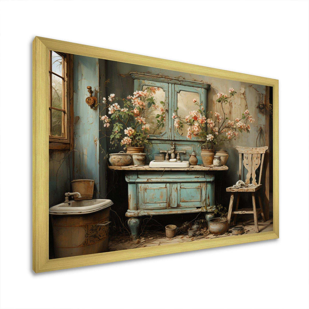 Bathroom Toilet Vintage Charm I - Humor Canvas Wall Art