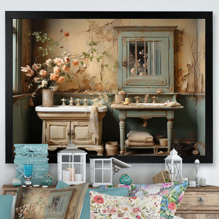 Bathroom Toilet Vintage Charm II - Humor Canvas Wall Art