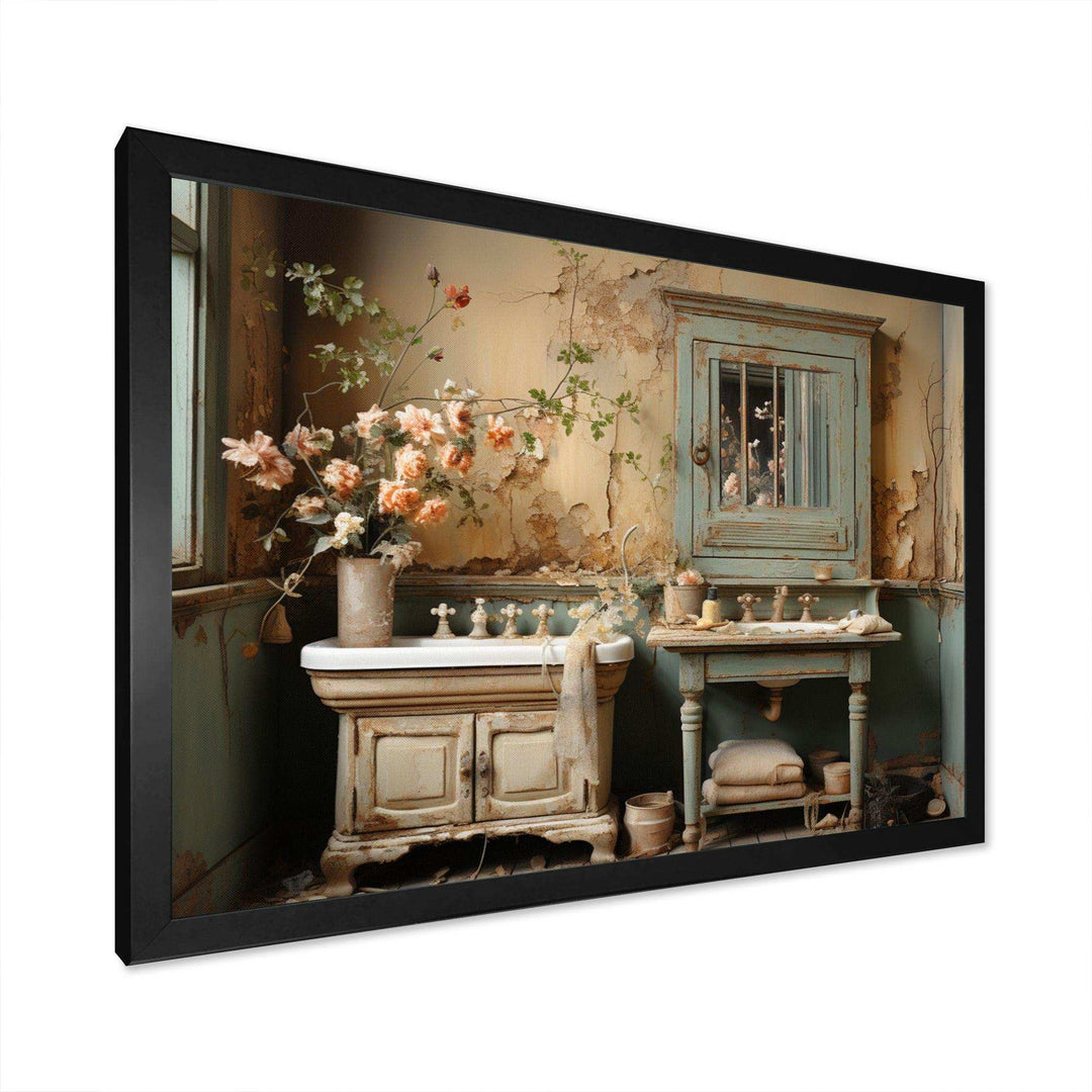 Bathroom Toilet Vintage Charm II - Humor Canvas Wall Art