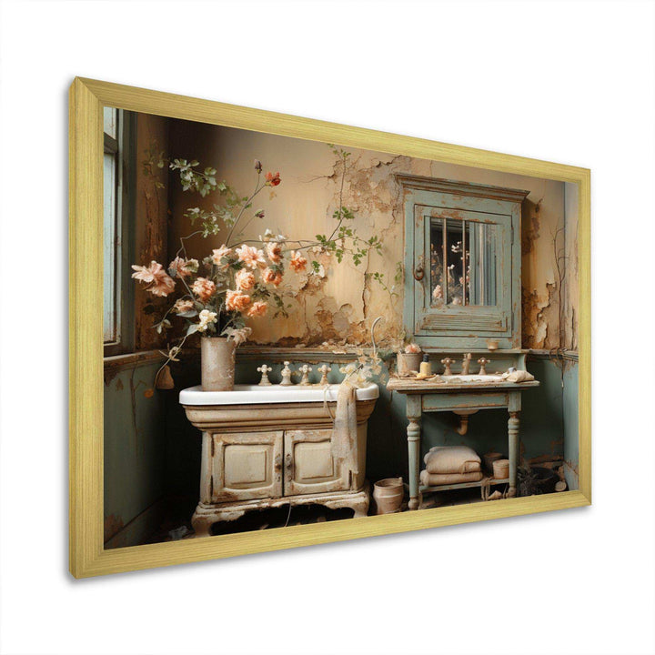 Bathroom Toilet Vintage Charm II - Humor Canvas Wall Art
