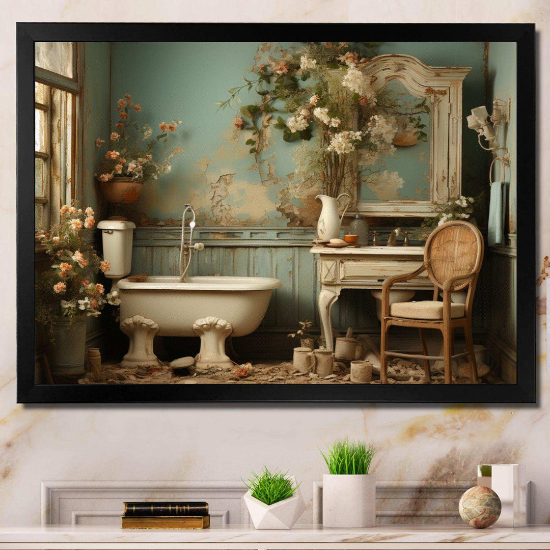 Bathroom Toilet Vintage Charm III - Humor Canvas Wall Art
