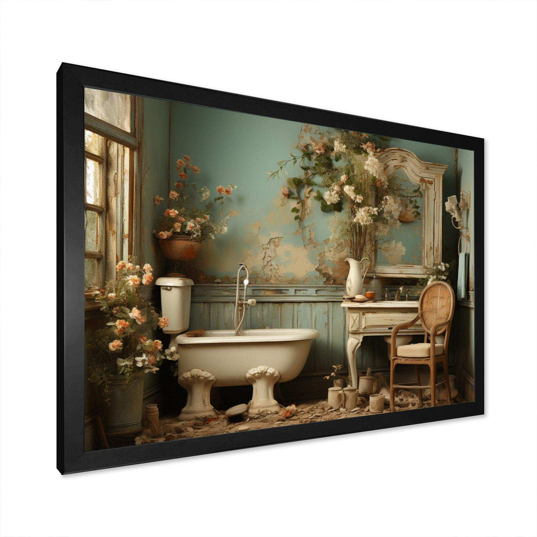 Bathroom Toilet Vintage Charm III - Humor Canvas Wall Art