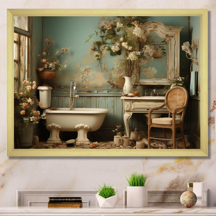 Bathroom Toilet Vintage Charm III - Humor Canvas Wall Art
