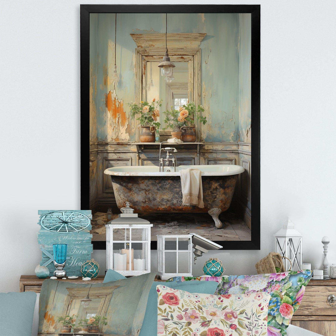 Bathroom Vintage Charm II - Humor Canvas Wall Art