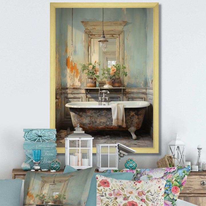 Bathroom Vintage Charm II - Humor Canvas Wall Art