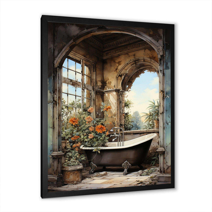 Bathroom Vintage Tiles IV - Humor Canvas Wall Art