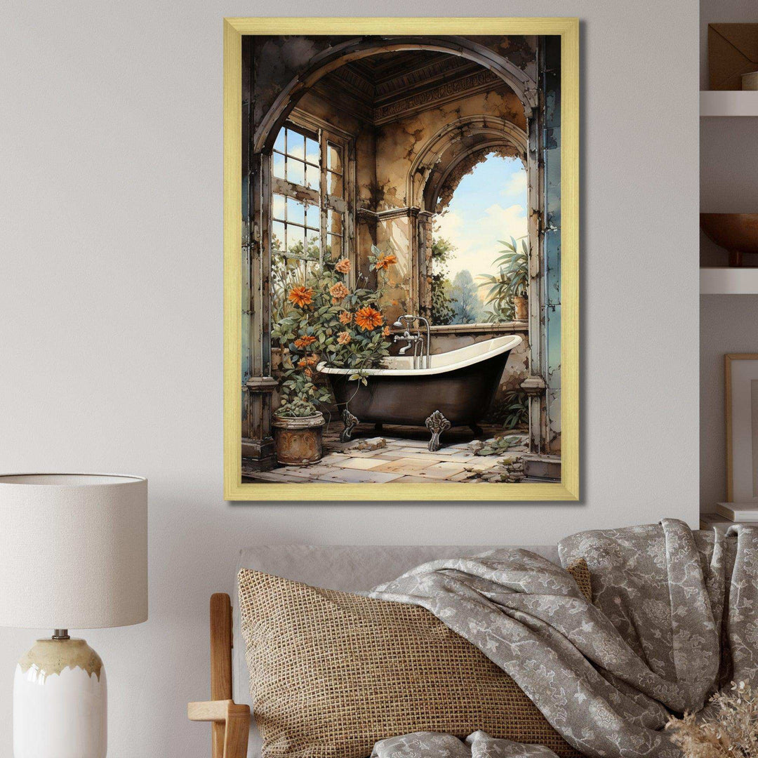 Bathroom Vintage Tiles IV - Humor Canvas Wall Art