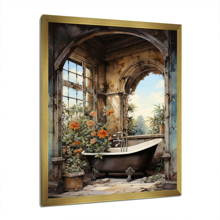Bathroom Vintage Tiles IV - Humor Canvas Wall Art