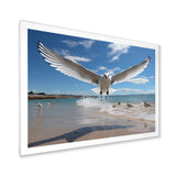 Blue Seagulls In Flight At Beach - Seagull Living Room Wall Art