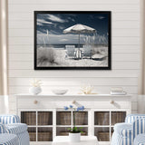 Black And White Beach Chairs - Coastal Canvas Wall Art